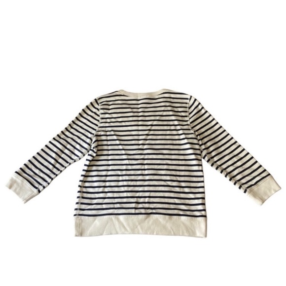J Crew Striped Jewel Embellished Crew Neck 3/4 Sleeve Sweatshirt Small - Picture 6 of 7